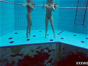super-fucking-hot Russian femmes swimming in the pool